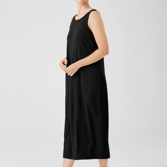 Eileen Fisher Stretch Jersey Knit Tank Dress Tank Dress with Jewel Neckline XS - Picture 3 of 16